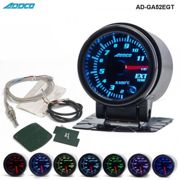 ADDCO - 52mm LED 7 Colour Universal Exhaust Temp Gauge With Holder