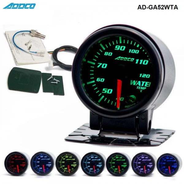 ADDCO - 52mm LED 7 Colour Universal Coolant Temp Gauge With Holder