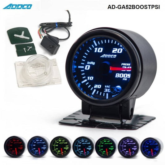 ADDCO - 52mm LED 7 Colour Universal PSI Boost Gauge With Holder