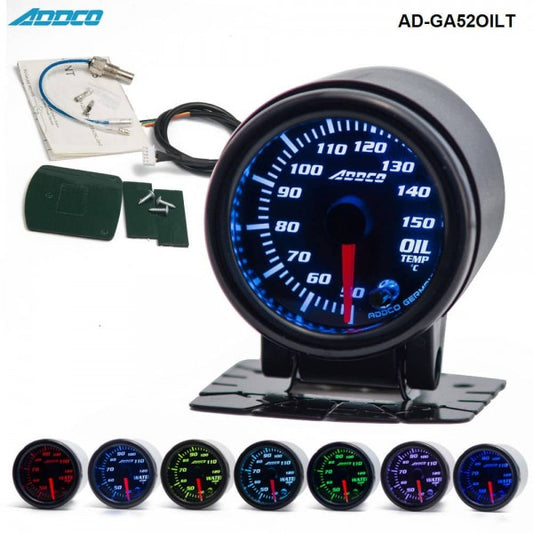 ADDCO - 52mm LED 7 Colour Universal Oil Temp Gauge With Holder