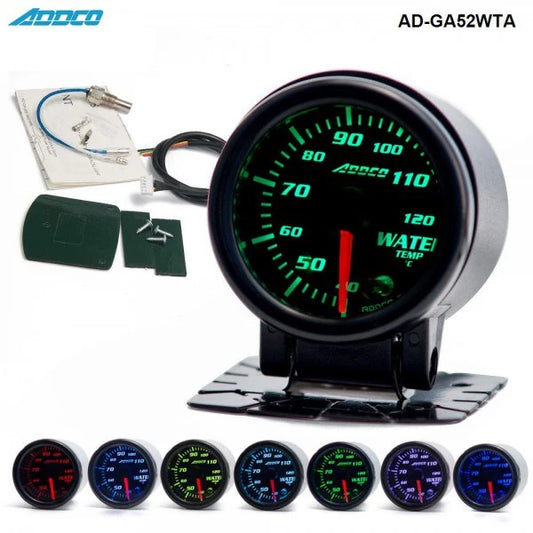 ADDCO - 52mm LED 7 Colour Universal Coolant Temp Gauge With Holder